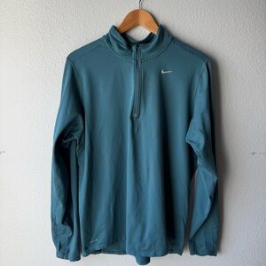 Nike Dri-Fit Teal Long Sleeve Athletic 1/4 Zip Pullover Size L